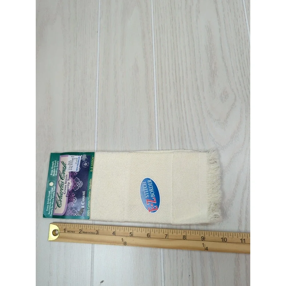 Charles Craft Cross‎ Stitch blank fingertip towel cream new older